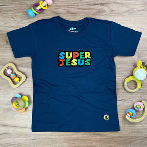 T-Shirt Infantil Azul Super Jesus