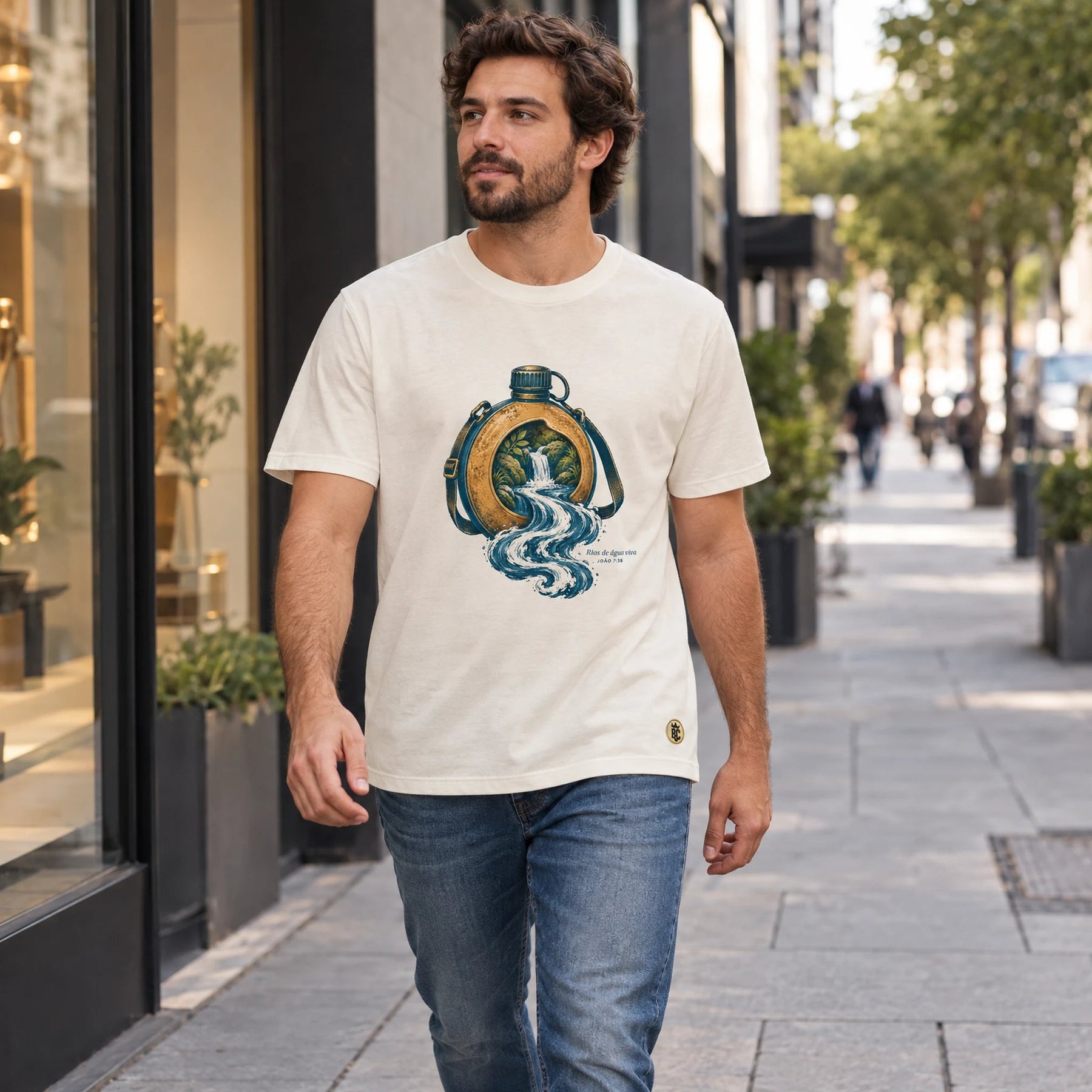 Camiseta Masculina Off White Rios de água viva