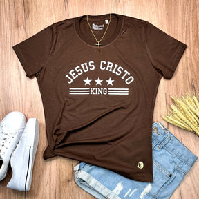 Camiseta Feminina Marrom Jesus Cristo King