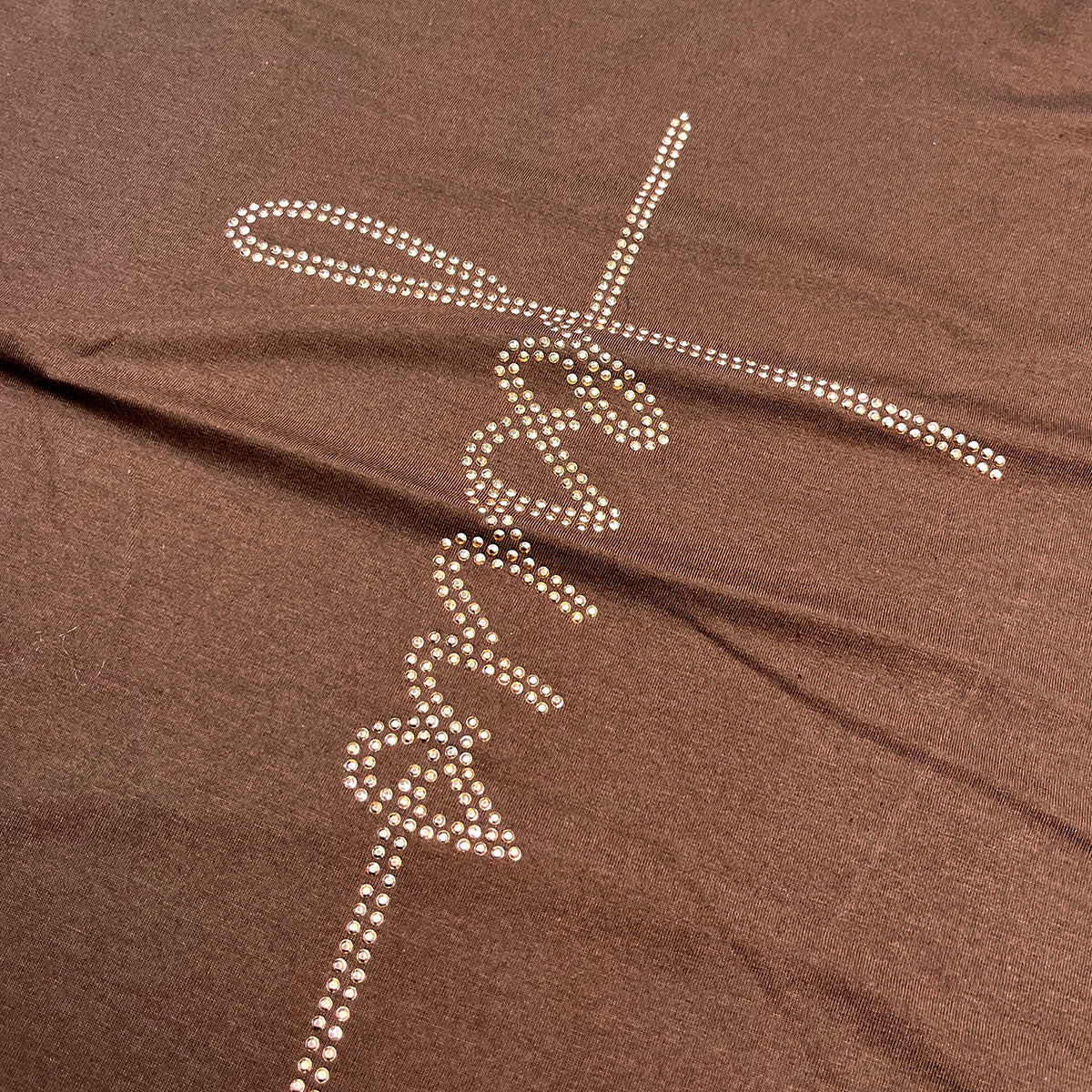Camiseta Feminina Marrom Jesus Strass