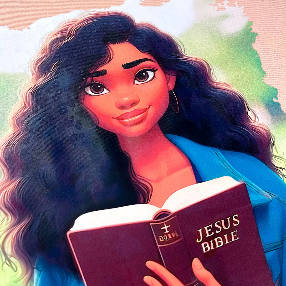 T-Shirt Infantil Salmão Garota Bíblia Vinho