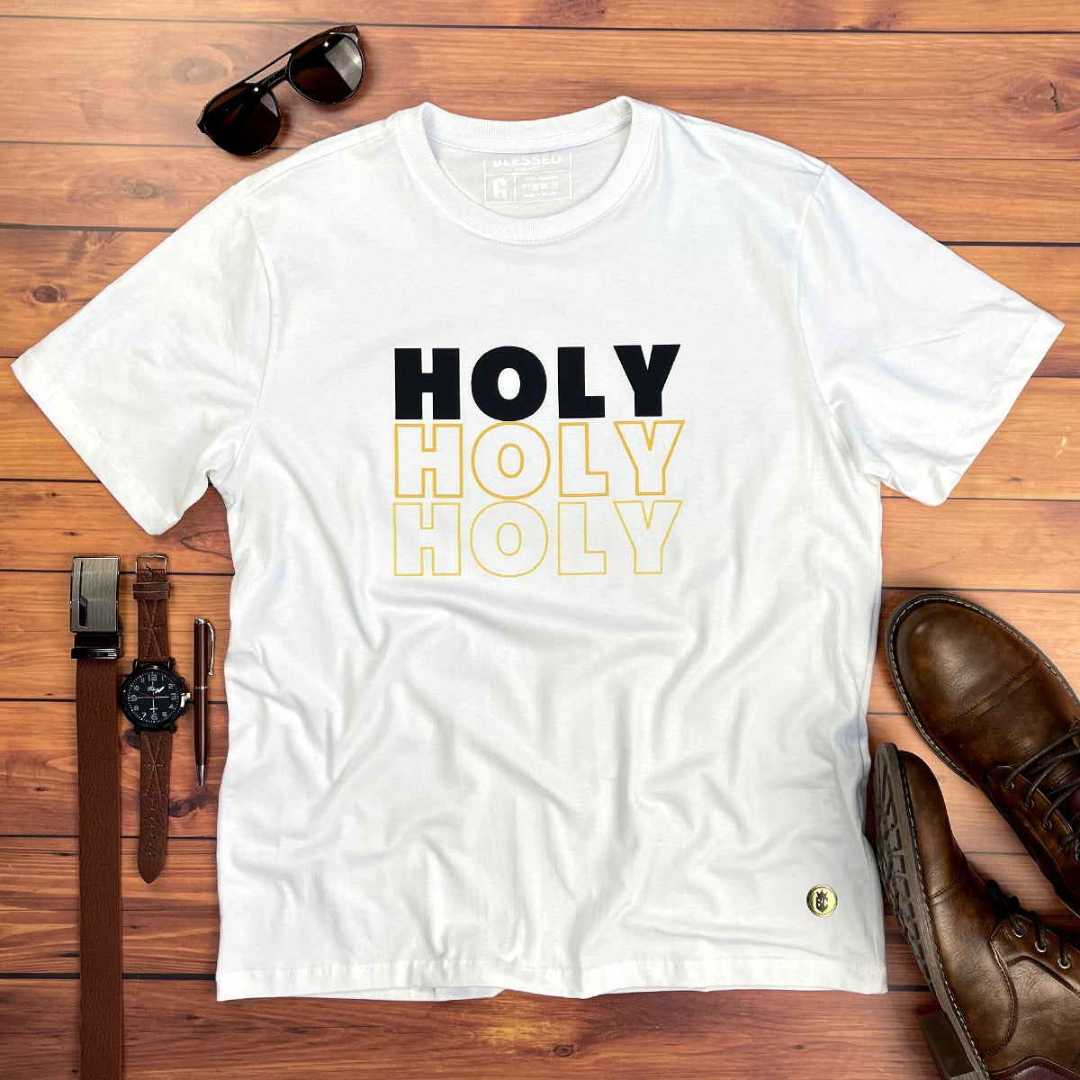 Camiseta Masculina Branca Holy
