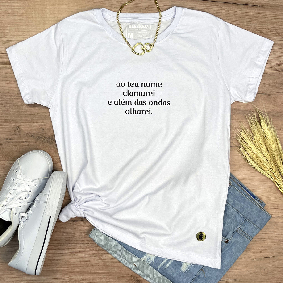 Camiseta Feminina Branca Ao Teu Nome Clamarei