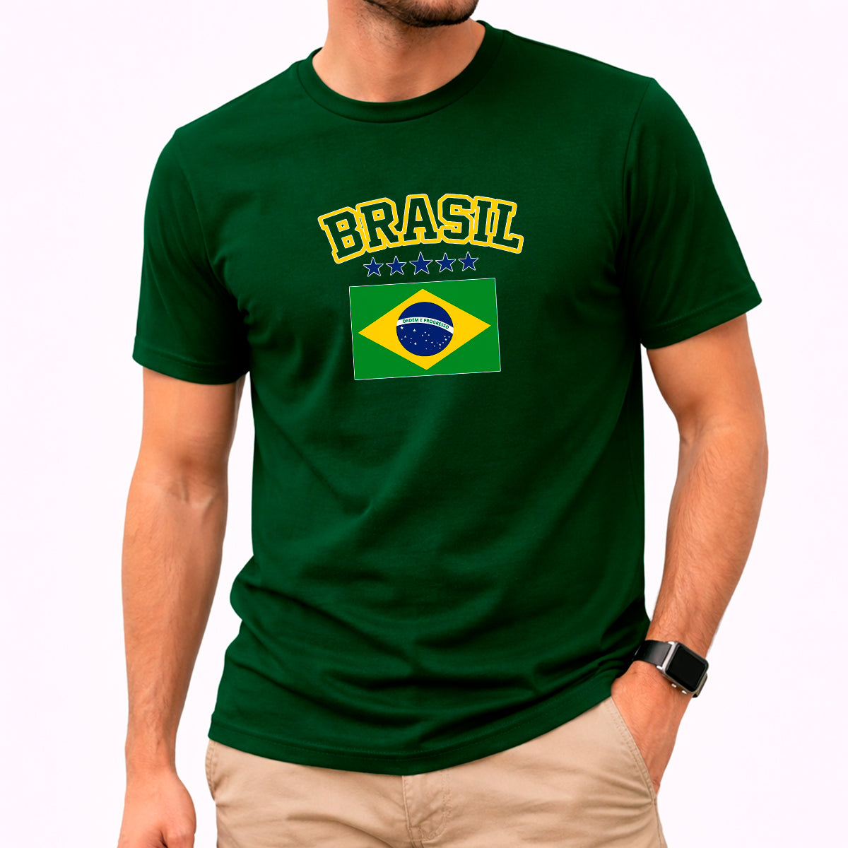 Camiseta Masculina Verde Brasil Bandeira