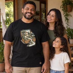 Camiseta Masculina Preta O Pai corre ao encontro