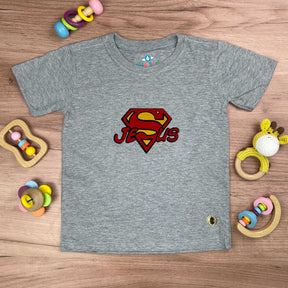 T-Shirt Infantil Cinza Jesus Superman