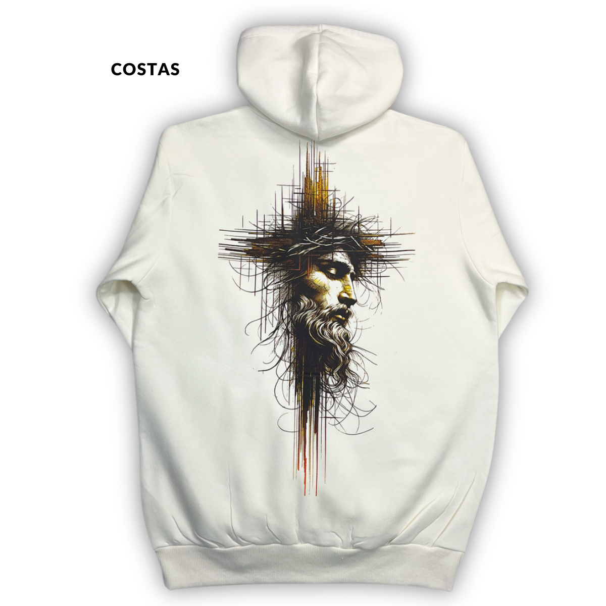 Moletom Canguru Com Capuz Off White Cristo Cruz