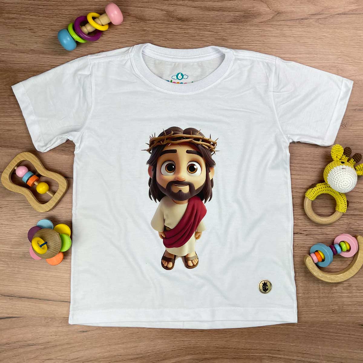 T-Shirt Infantil Branca Jesus Desenho
