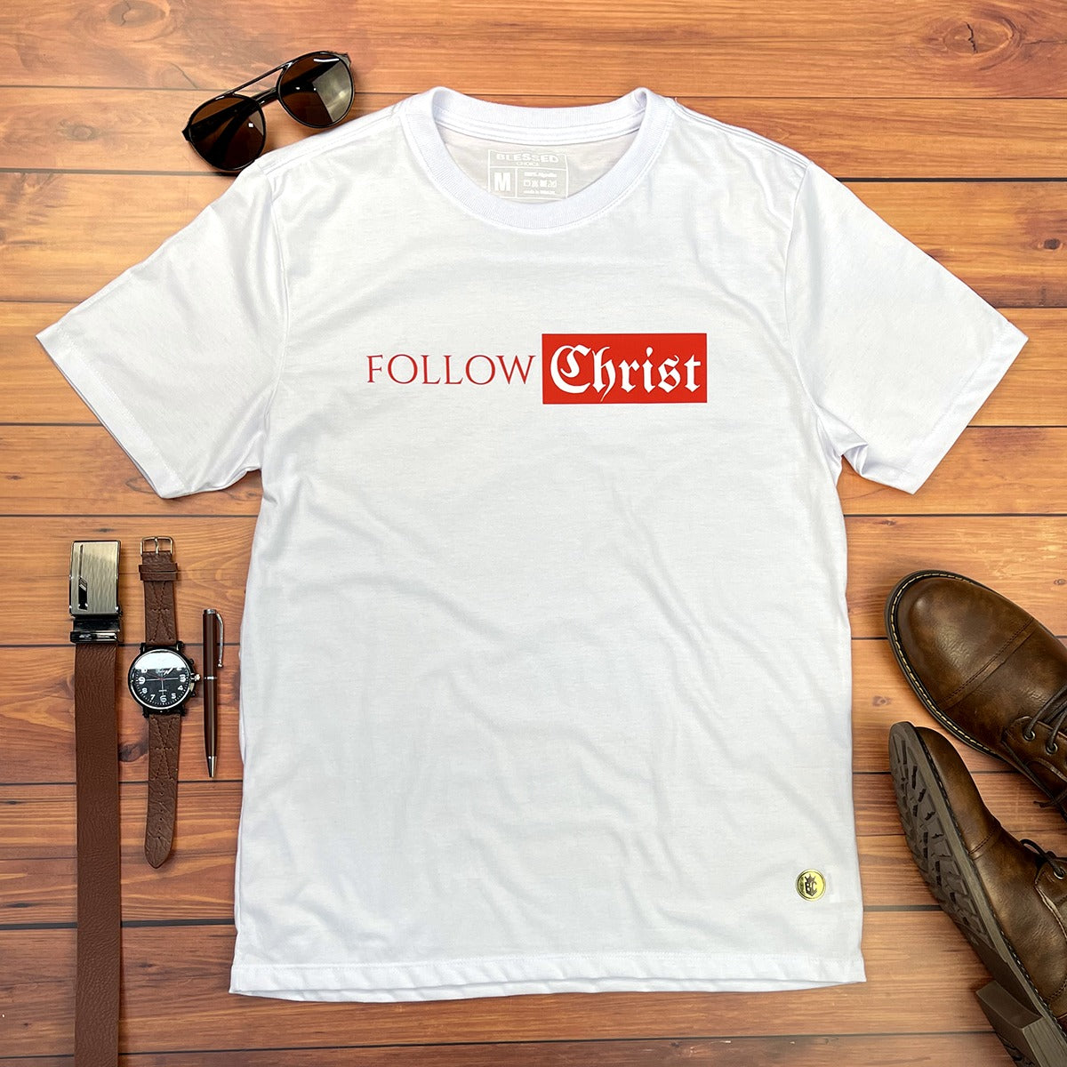 Camiseta Masculina Branca Follow Christ