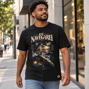 Camiseta Masculina Preta Eu Navegarei