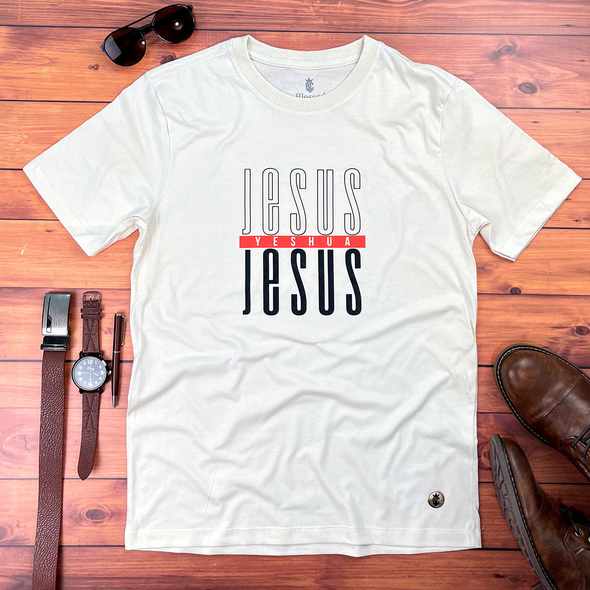 Camiseta Masculina Off White  Jesus Yeshua