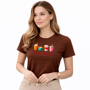 Camiseta Feminina Marrom Jesus & Coffee