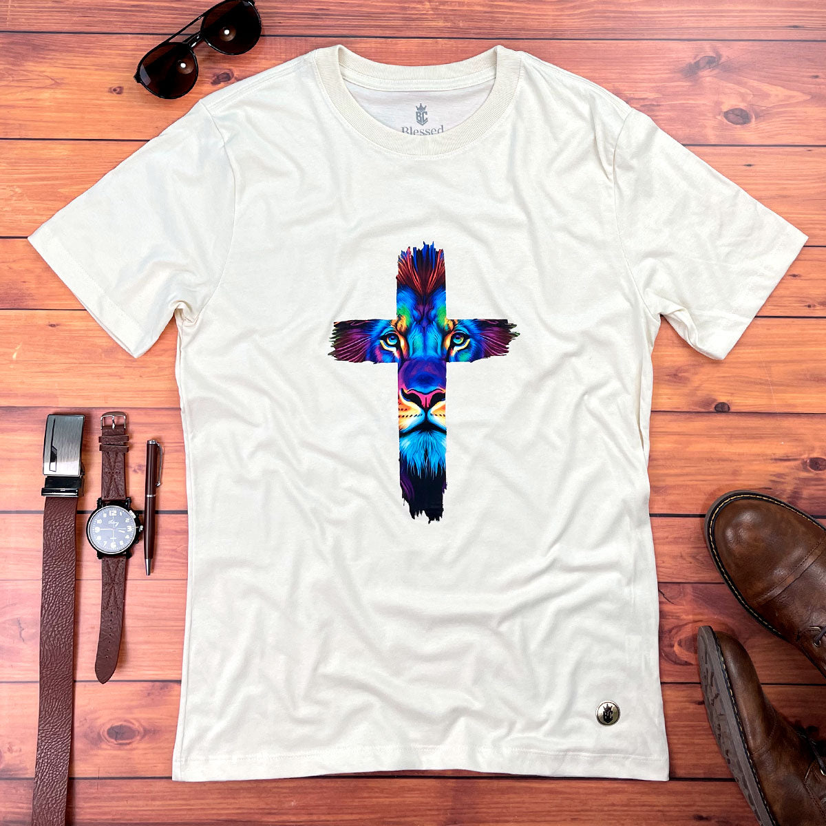 Camiseta Masculina Off White Cruz Leão Azul