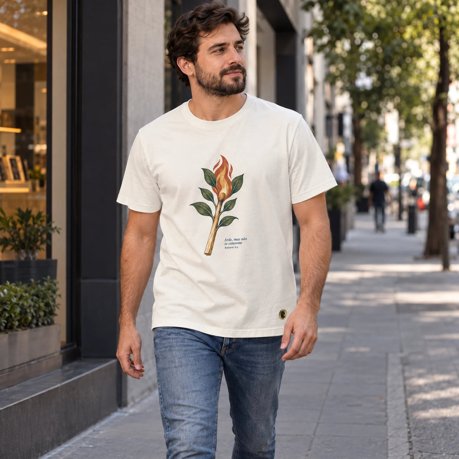 Camiseta Masculina Off White Arde, mas não se consome