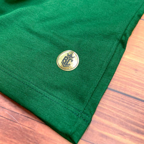 Camiseta Masculina Verde Fé Manuscrito Dourado