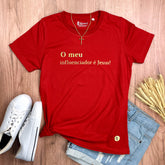 Camiseta Feminina Vermelha O Meu Influenciador É Jesus!