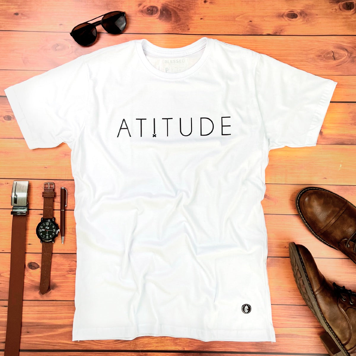 Camiseta Masculina Branca Atitude