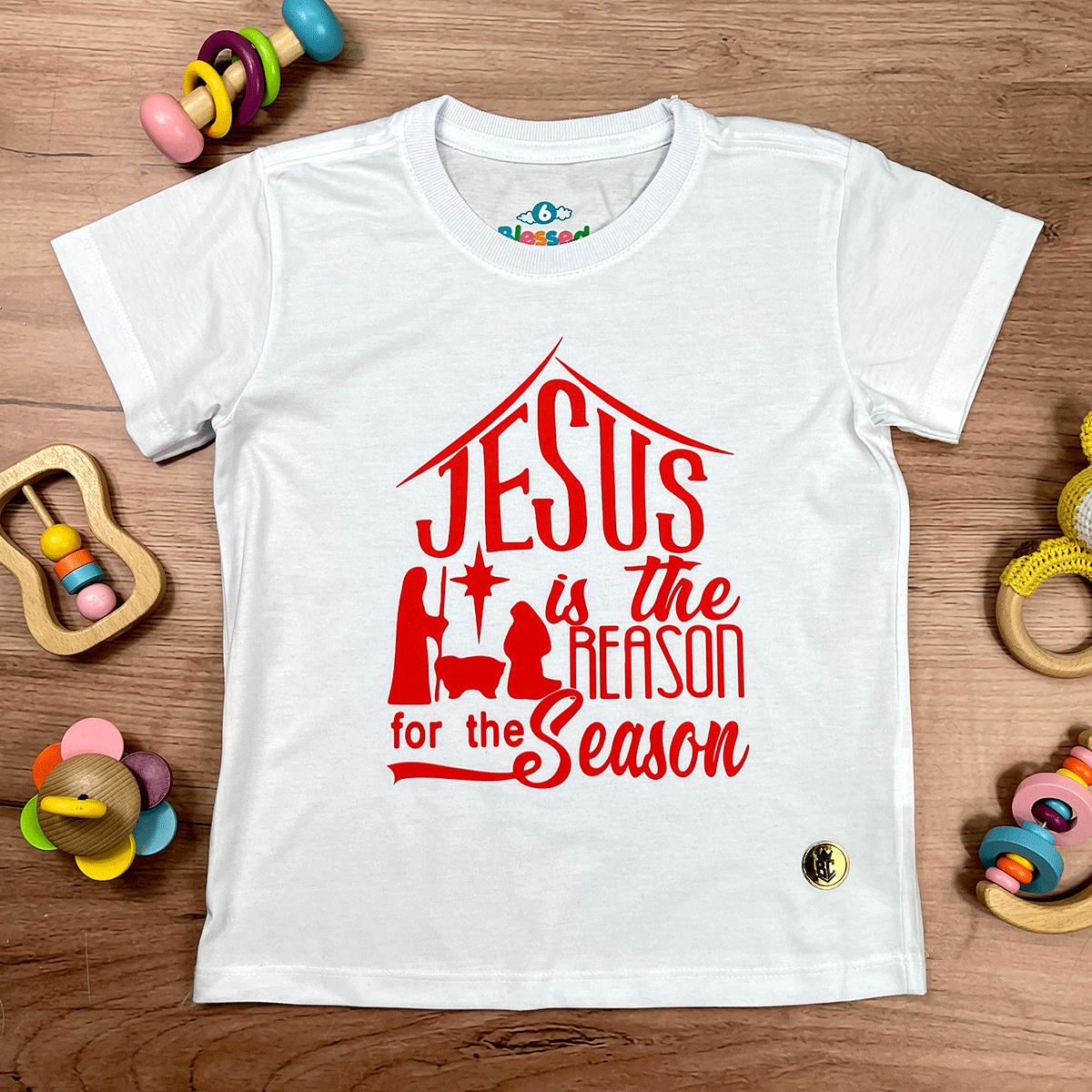 T-Shirt Infantil Branca Jesus Is The Reason For The Casa