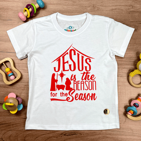 T-Shirt Infantil Branca Jesus Is The Reason For The Casa