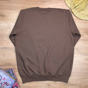 Moletom Marrom Aplique Jesus Glitter Dourado