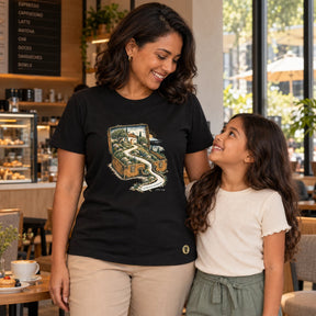 Camiseta Feminina Preta O Pai corre ao encontro