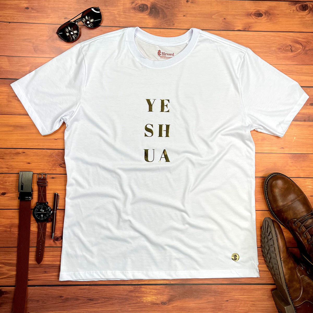 Camiseta Masculina Branca Yeshua Camaleão