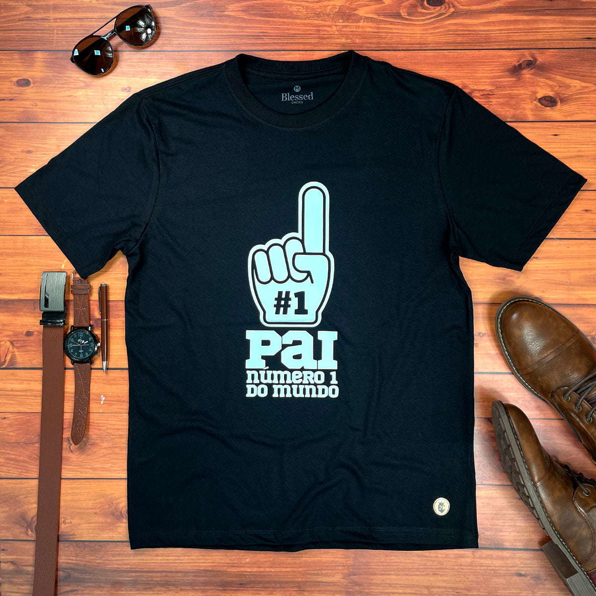 Camiseta Masculina Preta Pai Número 1 do Mundo