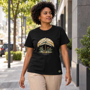 Camiseta Feminina Preta Refúgio sob Suas asas