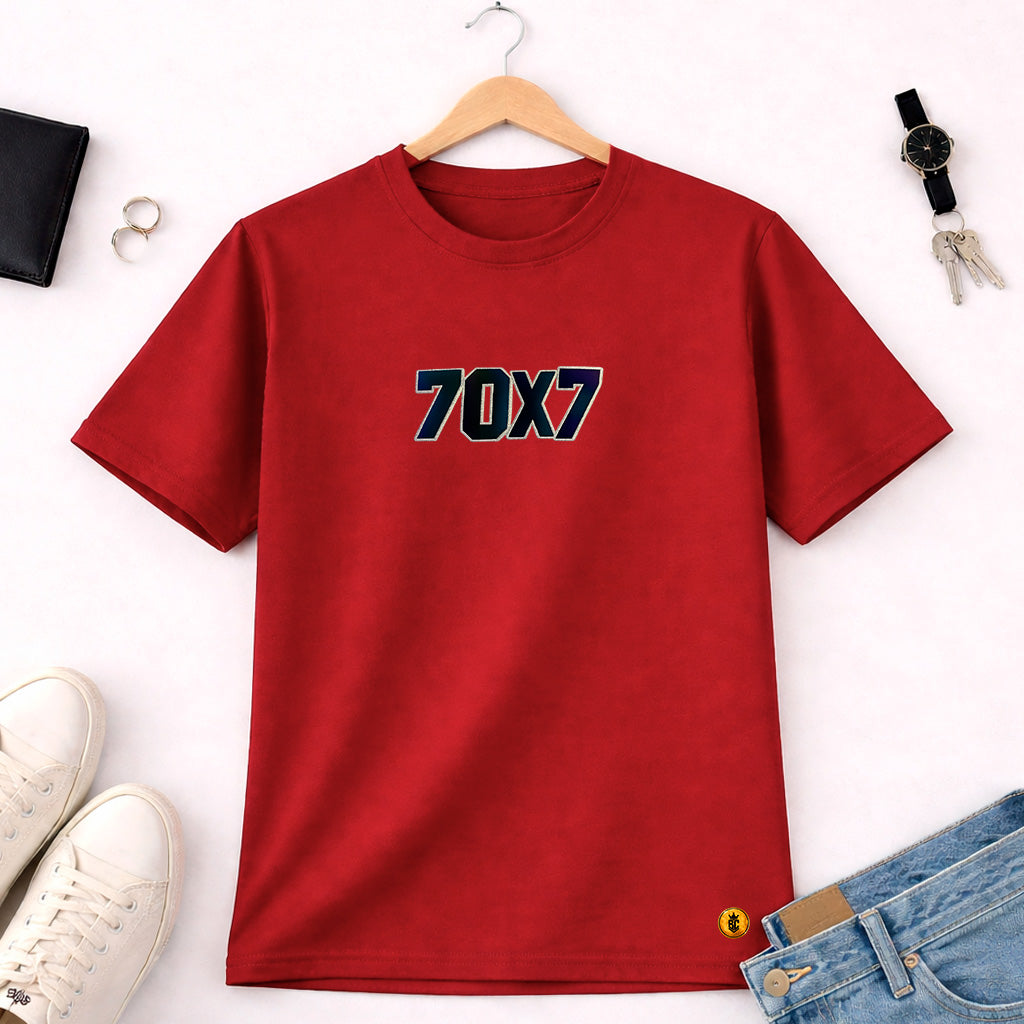 Camiseta Masculina Vermelha 70x7 Aplique