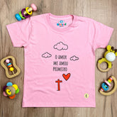 T-Shirt Infantil Rosa Desenho O Amor Me Amou