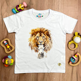 T-Shirt Infantil Branca Leão E Cordeiro