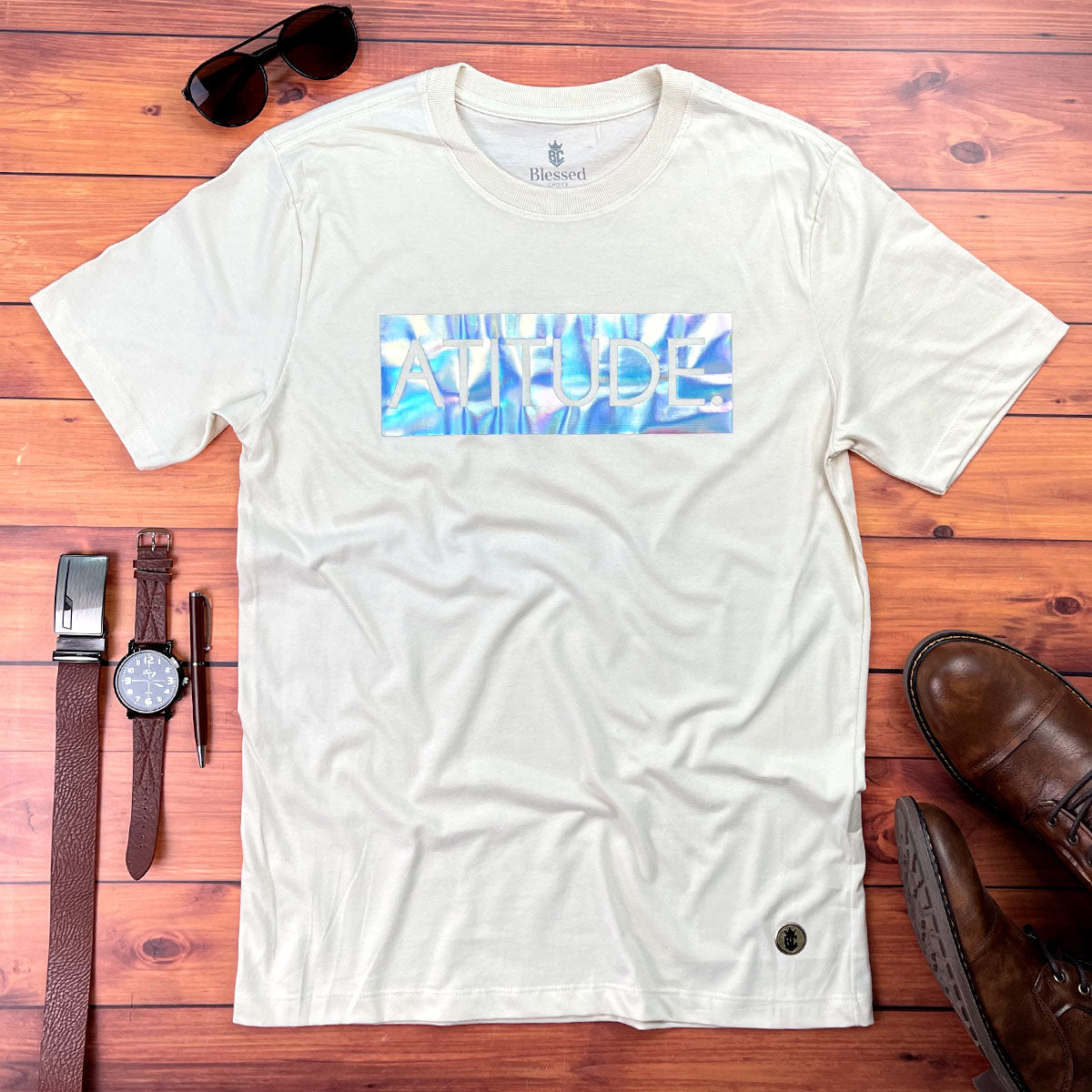 Camiseta Masculina Off White Atitude Holográfico