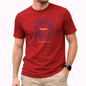 Camiseta Masculina Vermelha Timóteo Eles Podem, Você Não.