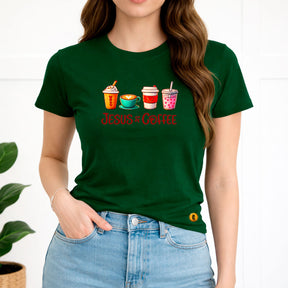 Camiseta Feminina Verde Jesus & Coffee