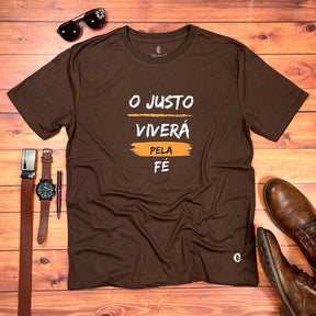 Camiseta Masculina Marrom O Justo Viverá Pela Fé