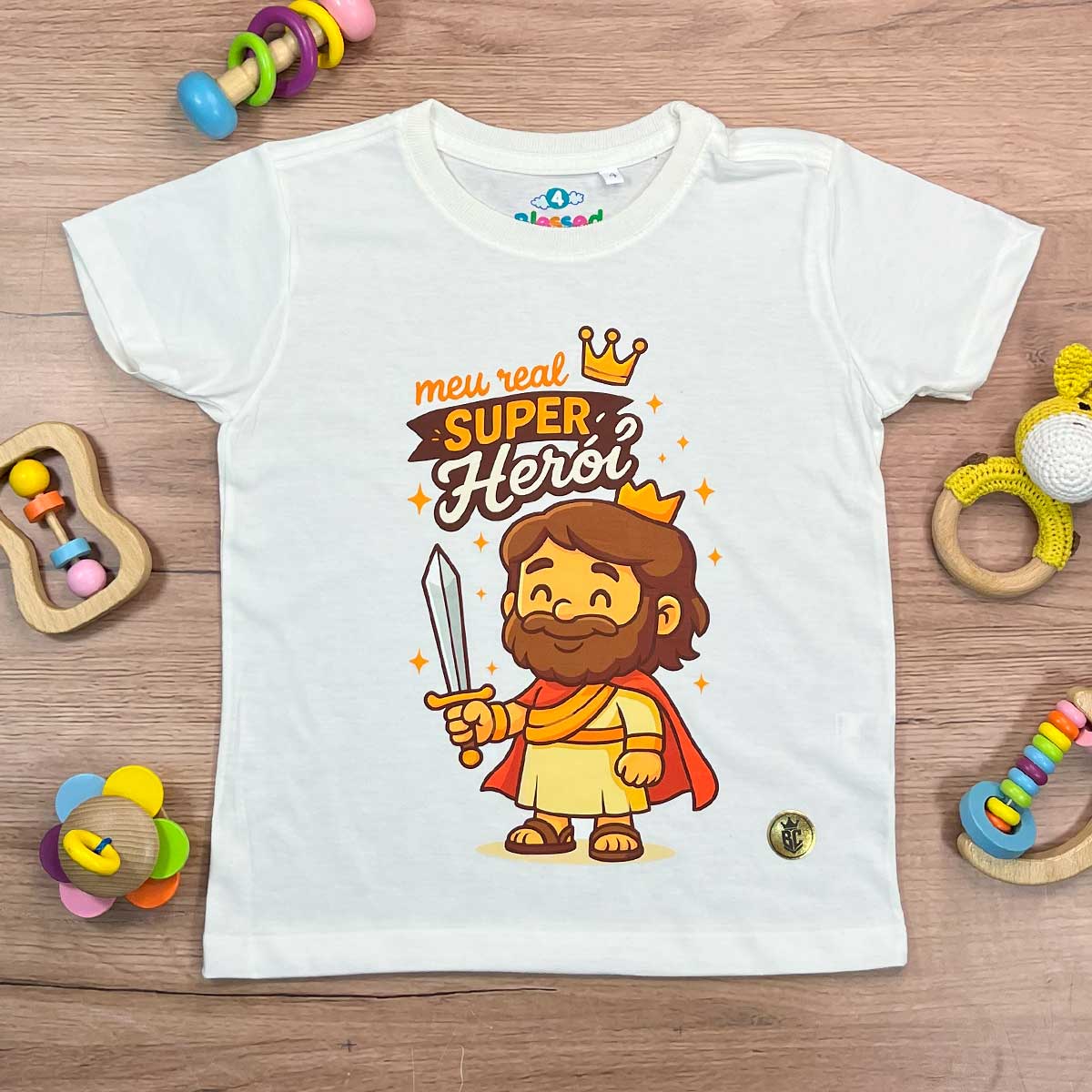 T-Shirt Infantil Off White Meu Real Super Herói