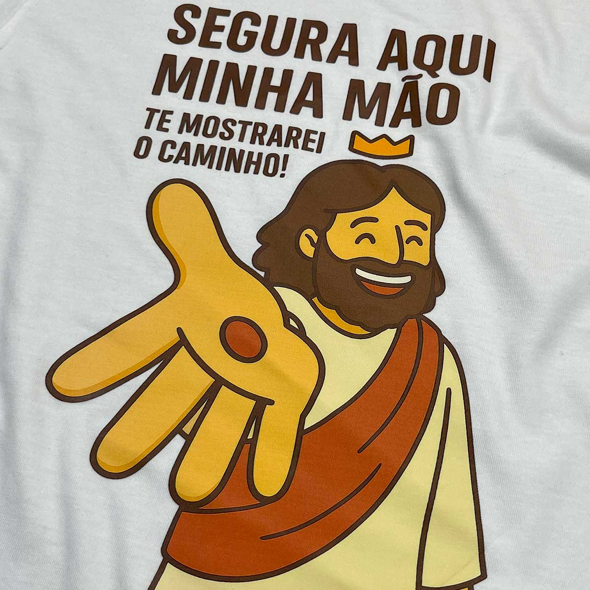 T-Shirt Infantil Off White Segura Aqui Minha Mão
