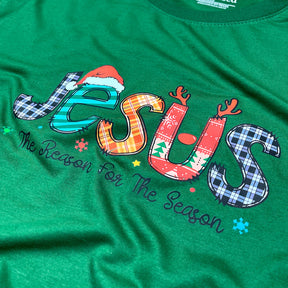 T-Shirt Infantil Verde Jesus The Reason For The Season