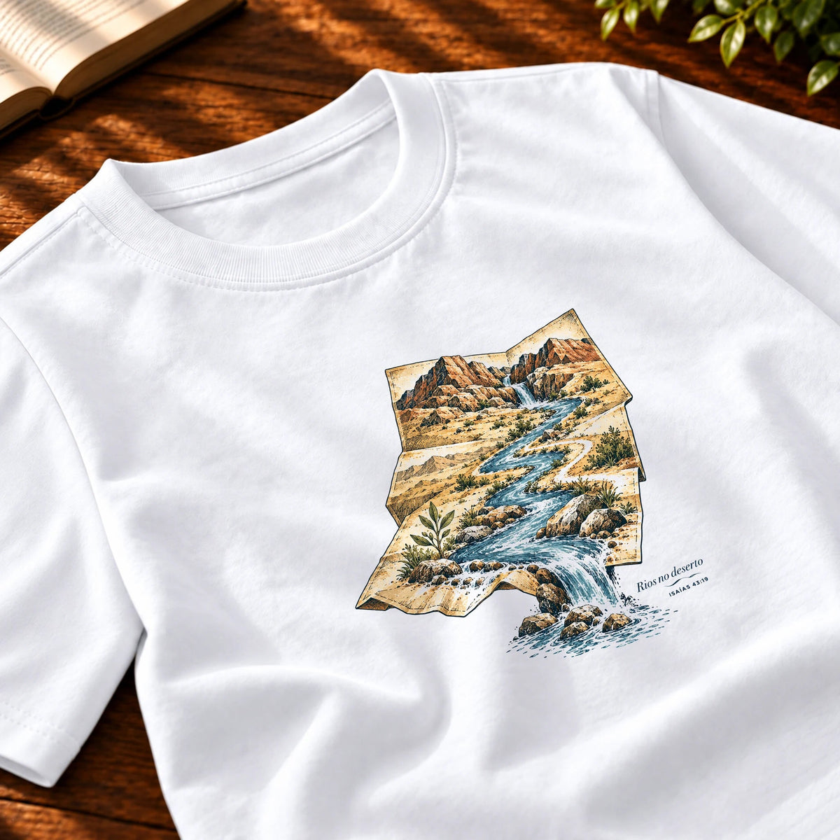 Camiseta Masculina Branca Rios no deserto