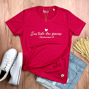 Camiseta Feminina Pink Em Tudo Dai Graças