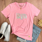 Camiseta Feminina Rosa Eis-me Aqui Brilho