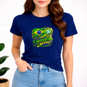 Camiseta Feminina Azul Brasil A Vitória já foi na Cruz