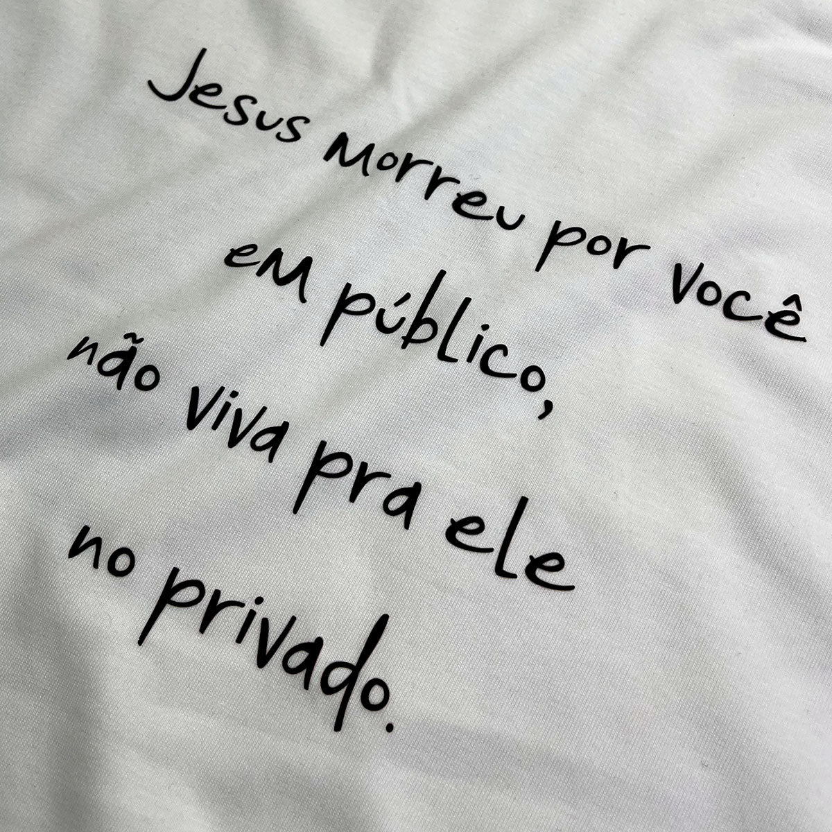 Camiseta Masculina Off White Jesus Morreu Por Você Em Público