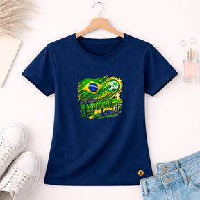 Camiseta Feminina Azul Brasil A Vitória já foi na Cruz