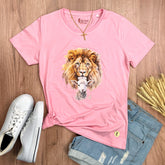 Camiseta Feminina Rosa Leão E Cordeiro