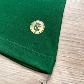 Camiseta Feminina Verde Cruz Dourada Jesus Cristo