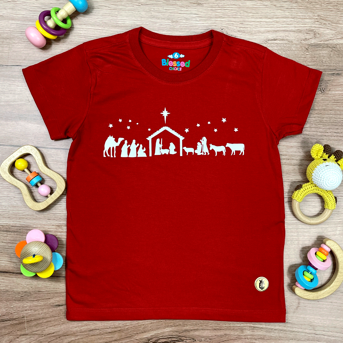 T-Shirt Infantil Vermelha O Nascimento