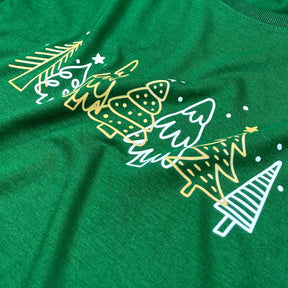 Camiseta Feminina Verde Árvores Natal