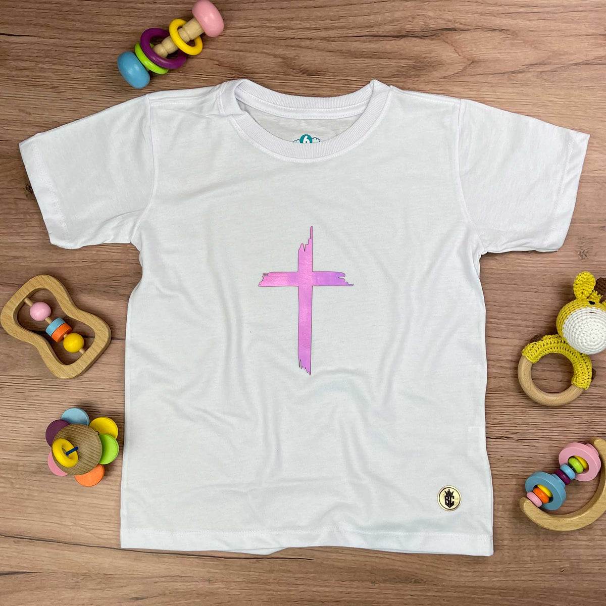 T-Shirt Infantil Branca Cruz Camaleão