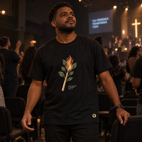 Camiseta Masculina Preta Arde, mas não se consome